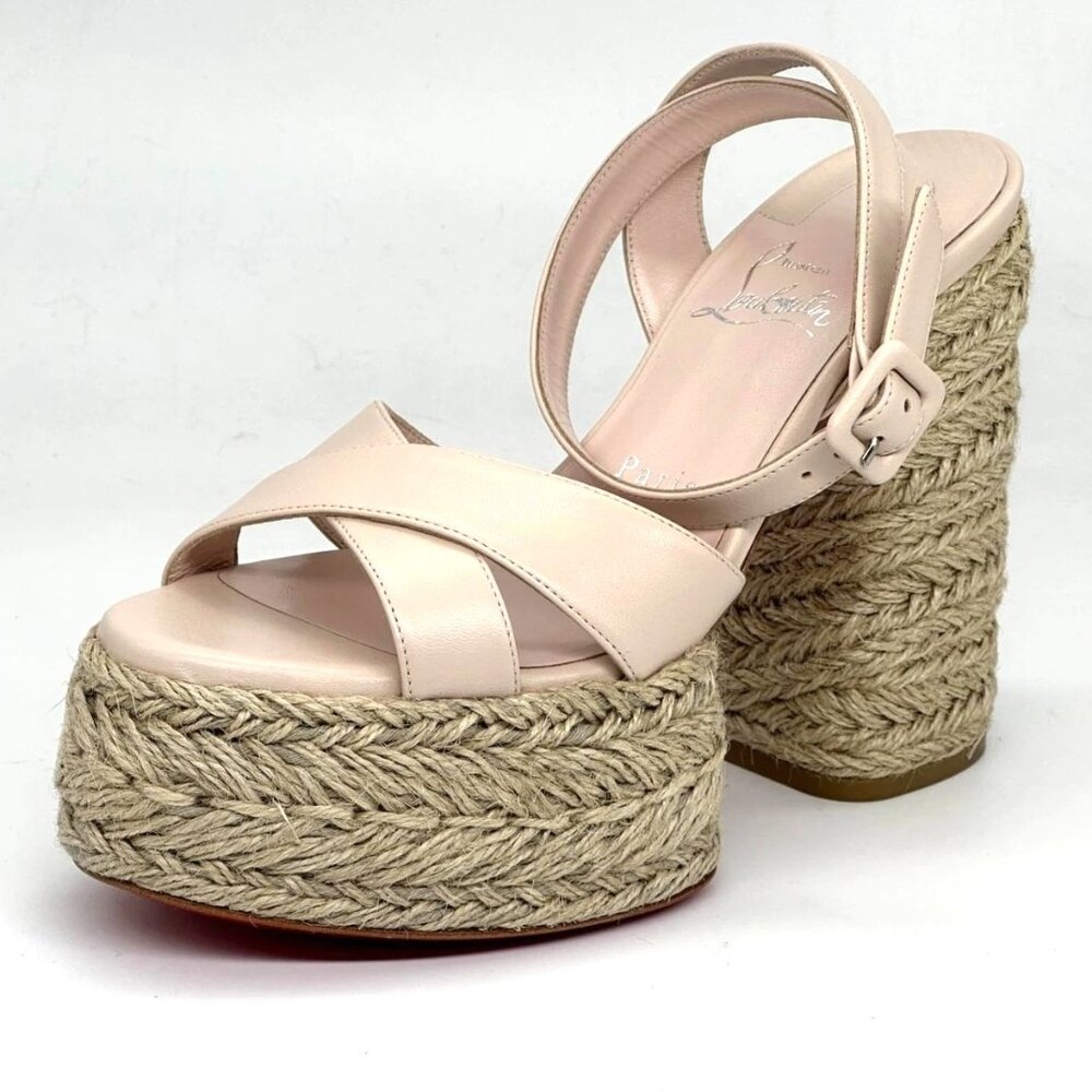 Christian Louboutin SUPER MARIZA 130 Platform Heels Espadrille Sandal Shoes - Picture 6 of 15